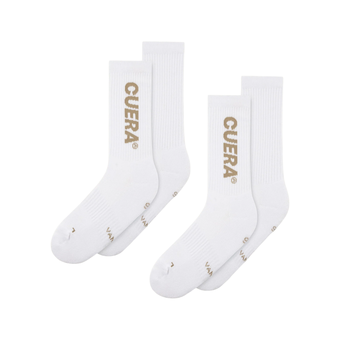 Cuera 2-pack Padel Socks - White/Walnut padel clothing — gallery view 2