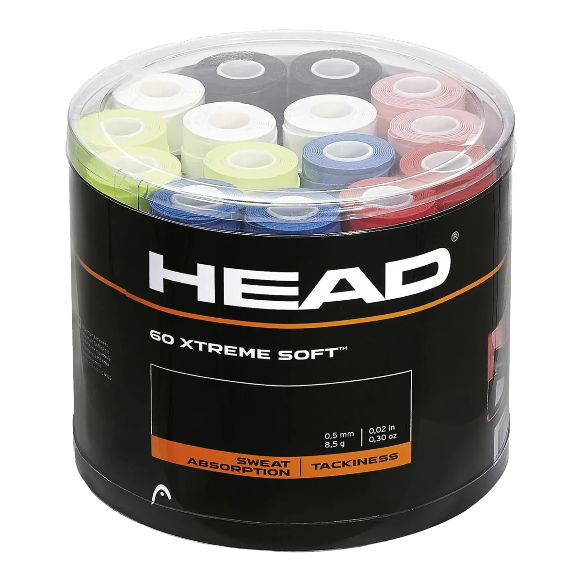 Head XtremeSoft overgrips in white, black, yellow, blue, pink and red