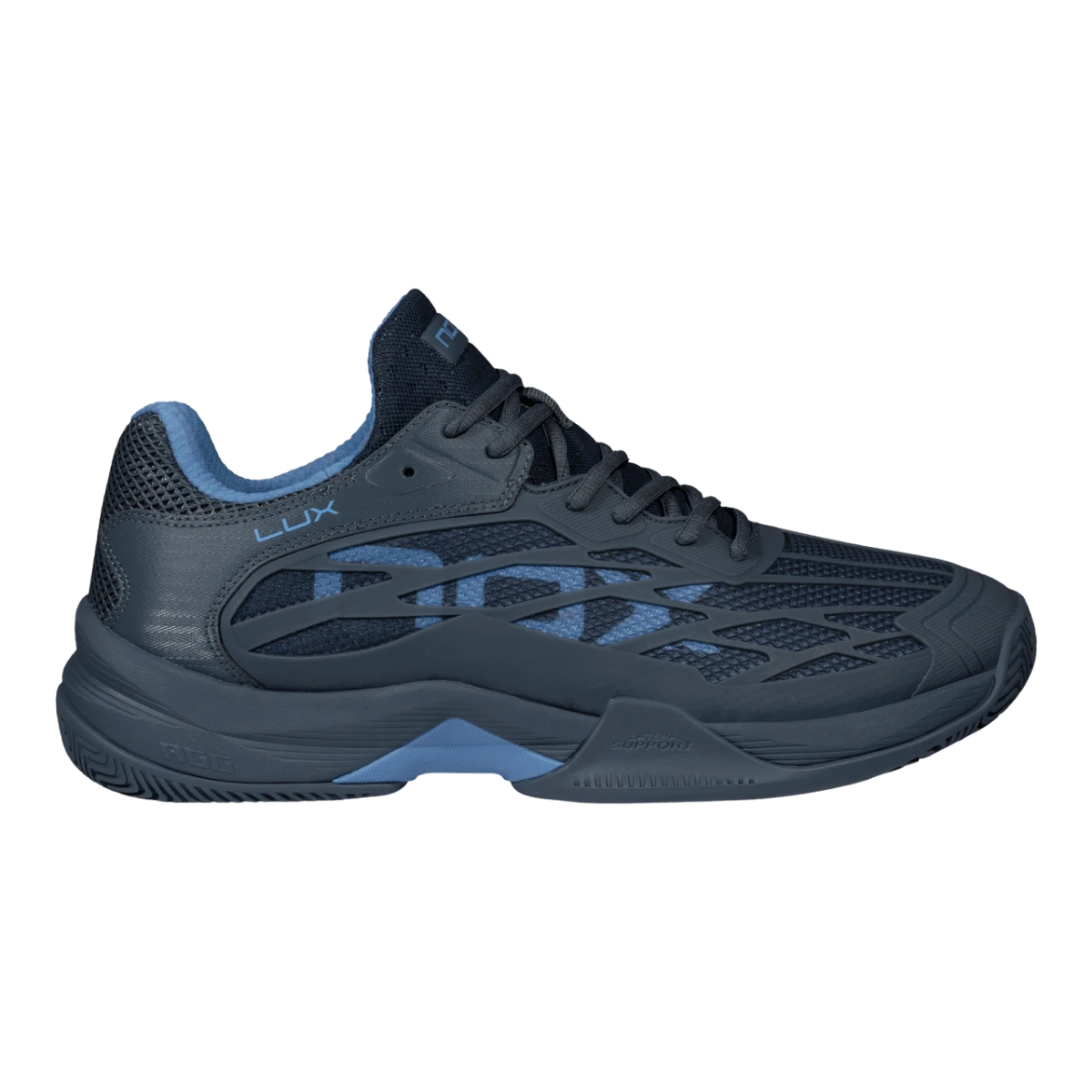 NOX AT10 LUX 2026 padel shoes Black/Blue, outer side view