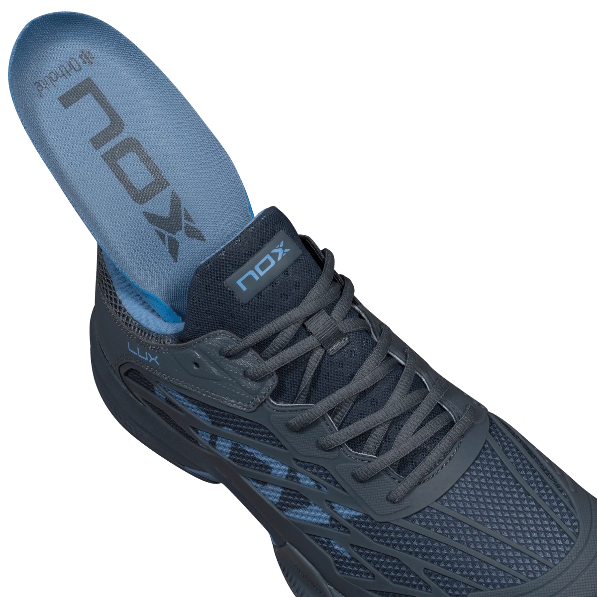 NOX AT10 LUX 2026 padel shoes Black/Blue, Ortholite insole