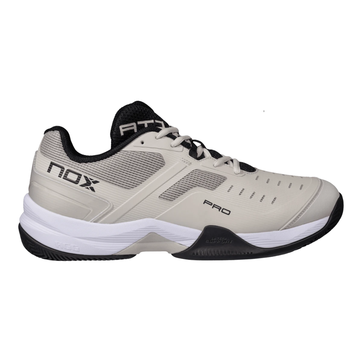 NOX AT10 PRO 2026 padel shoes Silver Birch/Black, outer side view