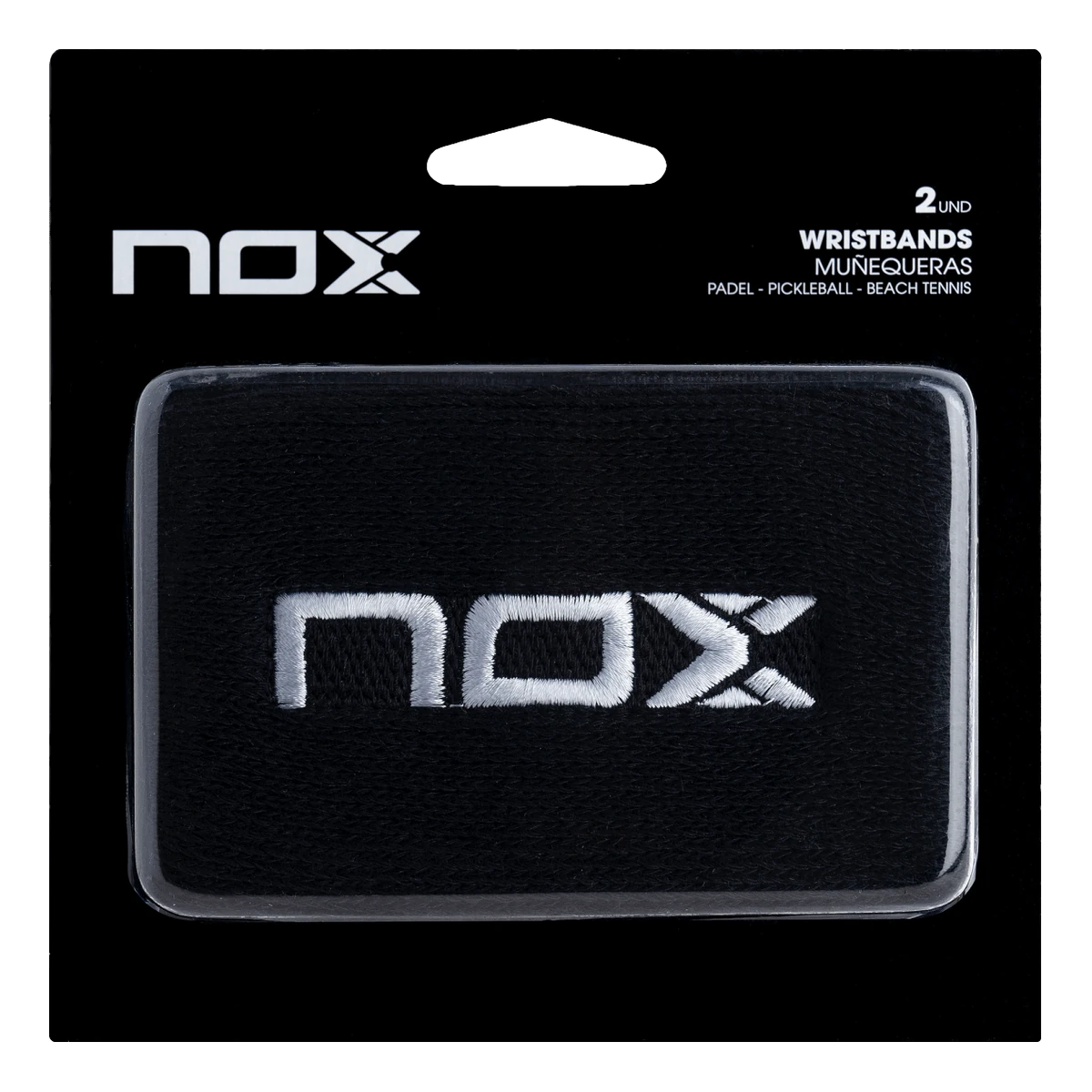 NOX padel wristbands 2 units in blister pack, black with white logo
