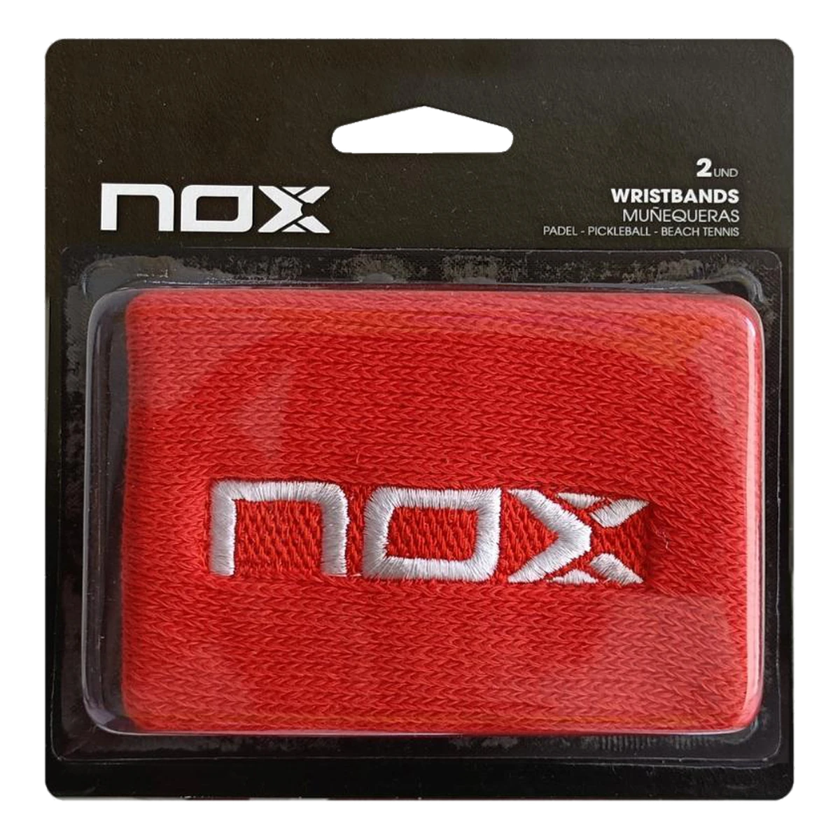 NOX padel wristbands 2 units in blister pack, red with white logo