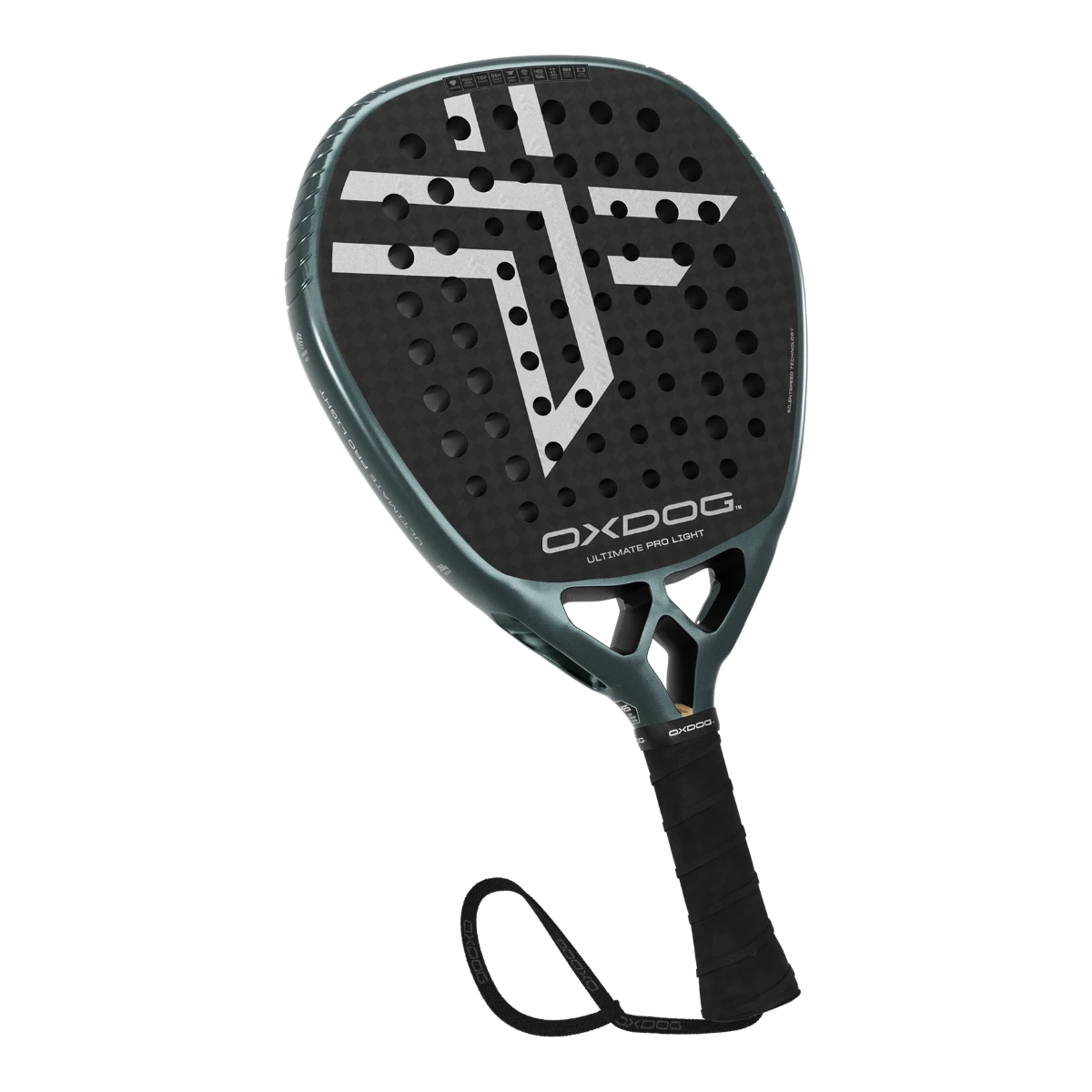 Oxdog Ultimate Pro Light 2027 padel racket, diamond shape, black and green